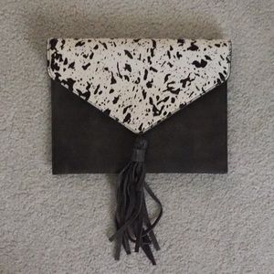 Anthropologie leather green clutch